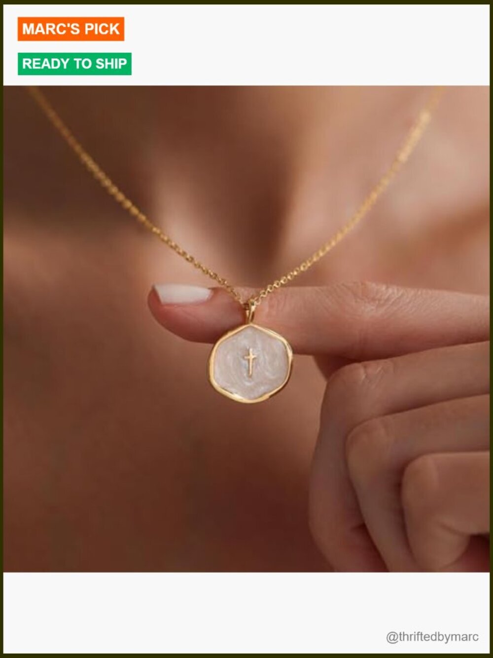 Dainty 14k Gold Plated Cross Pendant Necklace with Cubic Zirconia - Picture 4 of 7